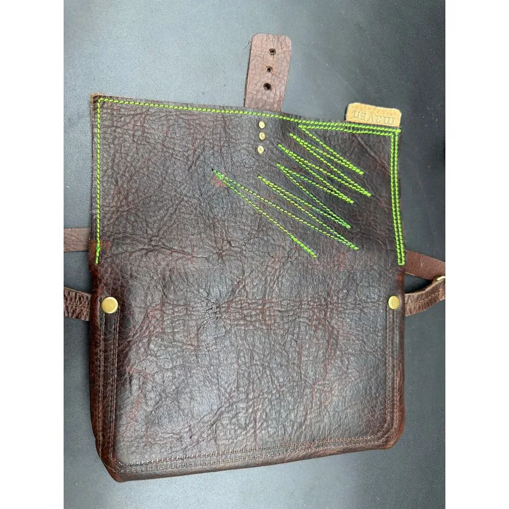 Maven Artisan Leather+Design Handmade Brown Crossbody Messenger Satchel Bag USA